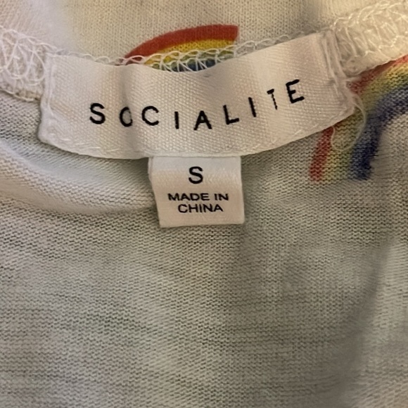 SOCIALITE Short Sleeve Pocket Tee, Rainbow 🌈 Print, S, EUC, For Bundles Only - Picture 3 of 4
